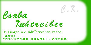 csaba kuhtreiber business card